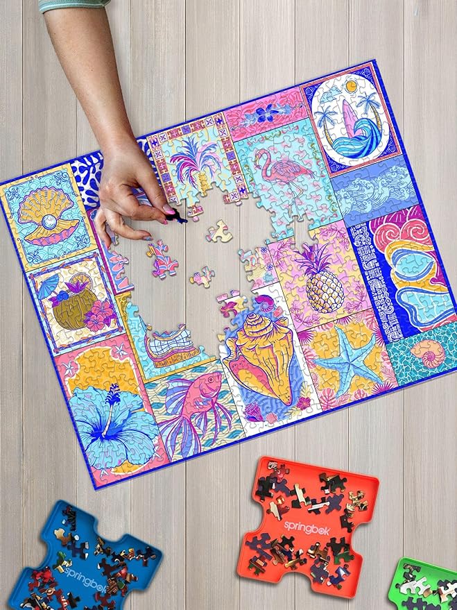 Springbok Tropical Vibes 1000 Piece Jigsaw Puzzle for Adults - Colorful and Bright Collage - Unique Cut Pieces - Made in USA