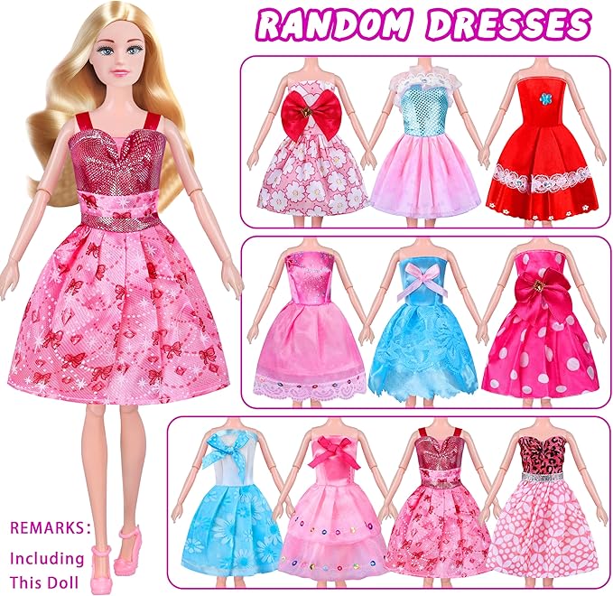 MINIFUN 75 Pcs Doll Scooter Set, Doll Clothes and Accessories, Doll Playset Dress up Toys for Girls Kids Toddlers, Gift Toys for Age 3 4 5 6 7 8