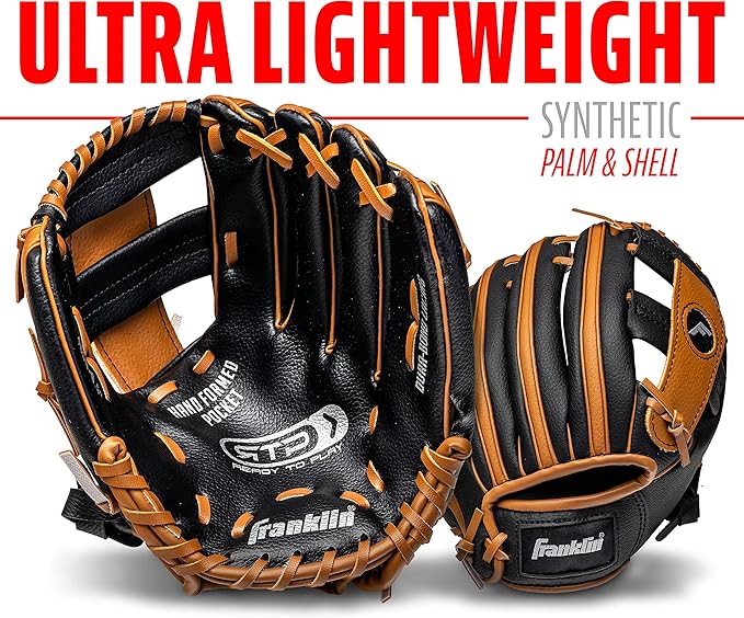 Franklin Sports Kids Baseball Gloves - RTP Youth Teeball Glove + Ball Set - Boys + Girls Teeball Mitt - Kids + Toddlers - 9.5"