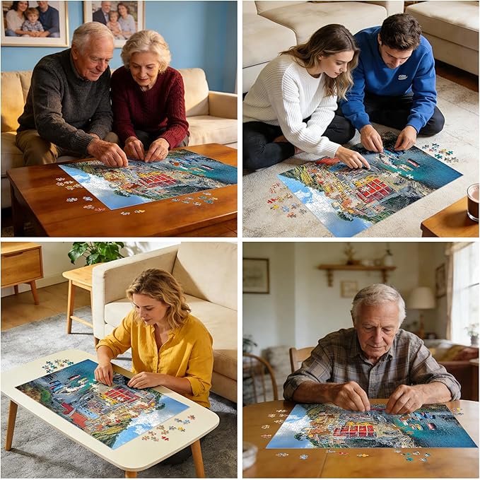 500 Piece Puzzle for Adults, Landscape Seaside Town Puzzle Teen Adults,Recycled Paper Unique Fun Jigsaw Puzzle 500 Piece,Challenging Family Game Gift for Friends Men Women Seniors,20.5 * 15In