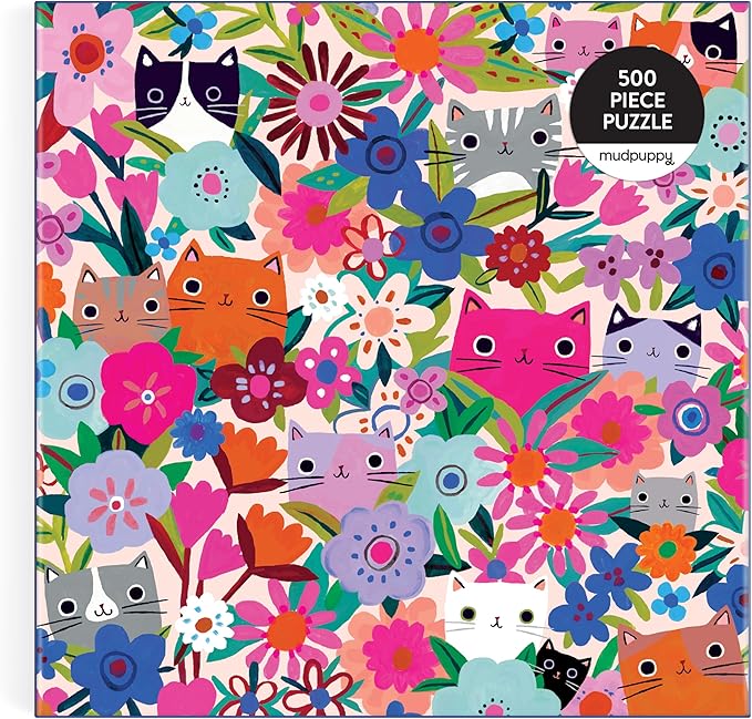 Mudpuppy Blooming Cats – 500 Piece Family Jigsaw Puzzle with Colorful and Fun Illustrations of Floral Themed Cats for Children Ages 8 and Up