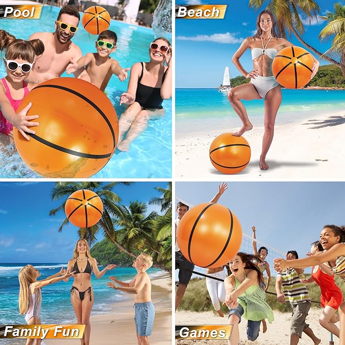 POZA Inflatable Beach Balls - Elegant Glitter Confetti Premium Floaters, Heavy Duty Vinyl Floatation Pool Toys for Pool Beach Party, UV Resistant Pool Décor