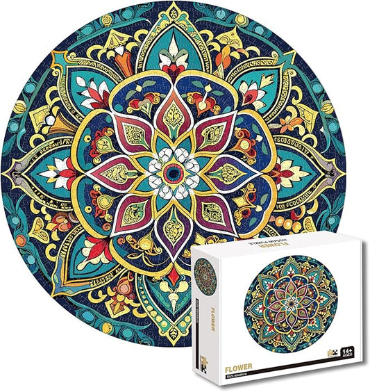 1000 Pieces Mandala Round Jigsaw Puzzles for Adults Kids Teen Round Puzzle Game Toys Gift 26.7" x 26.7" Q1169