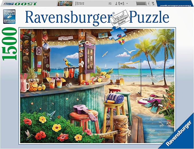 Ravensburger Beach Bar Breezes 1500 Piece Jigsaw Puzzle for Adults | Unique and Relaxing Activity | Premium Quality | Sustainable Materials | Ideal for Family Fun Time