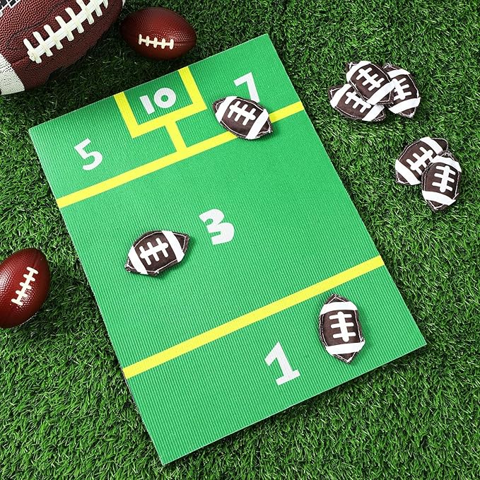 Football Bean Bag Toss Set with Green Soccer Field Carpet and 8 Pcs Mini Bean Bags Cornhole Set for Holiday Backyard, Beach Camping Family Party Activities