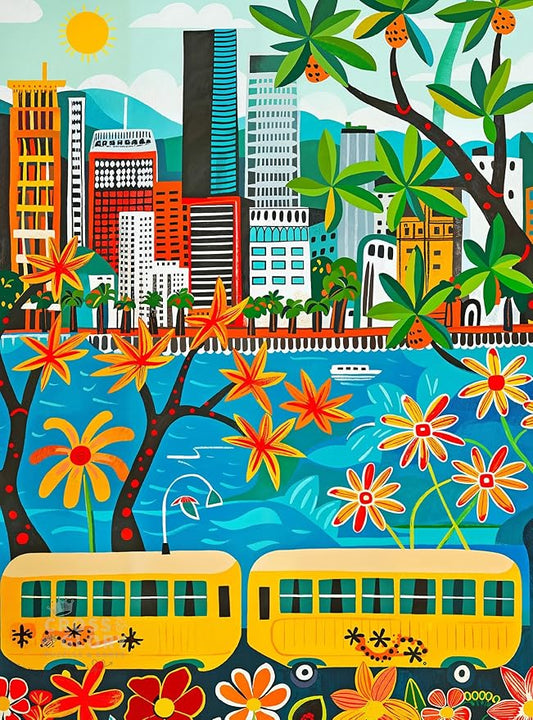 Cross & Glory - Golden Shores of Waikiki - 1000 Piece Jigsaw Puzzle for Adults | Best New Honolulu Artwork Puzzle | Unique Hawaiian Island Challenge