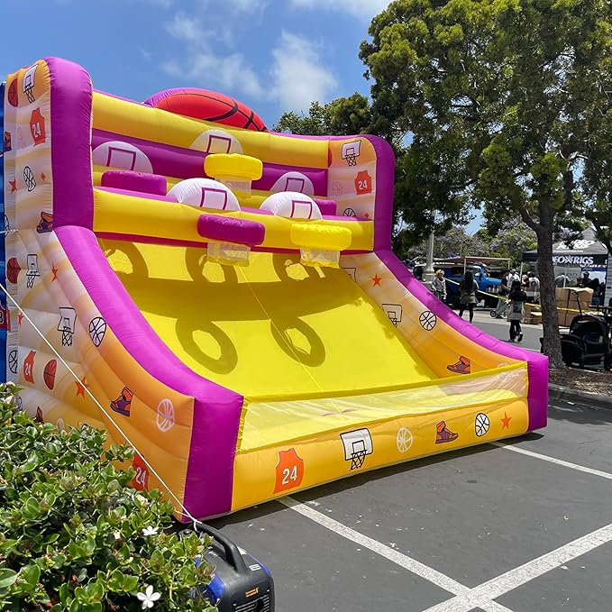 13x10x10 Ft Inflatable Basketball Hoop Shot with Blower, 5 Hoops, 4 Balls, Portable Inflatable Basketball Game Ideal for Organized Events, Carnivals, Birthday Parties, Festivals