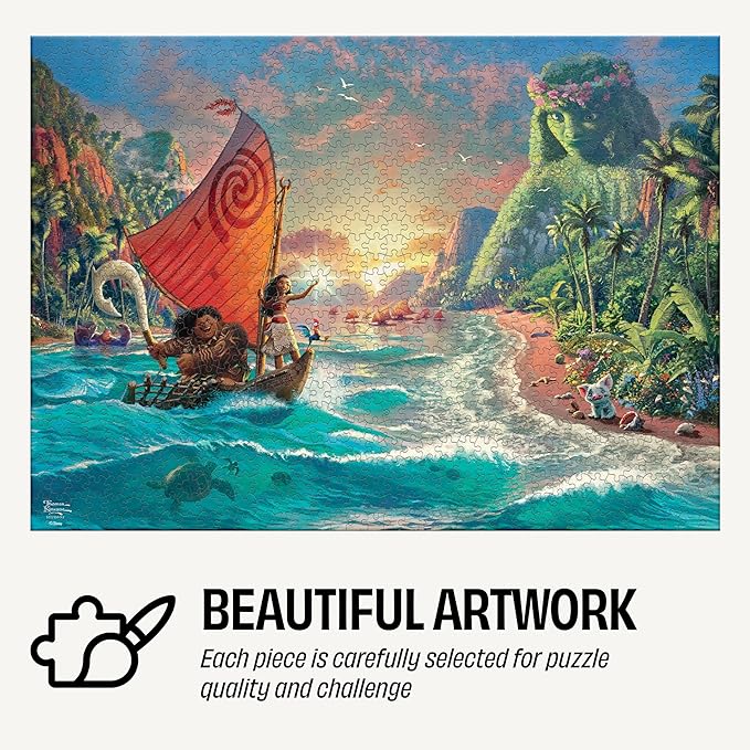 Ceaco - Disney - Thomas Kinkade - Moana - 1000 Piece Jigsaw Puzzle for Adults - Collectible Tin Case - Finished Size is 26.6 x 19