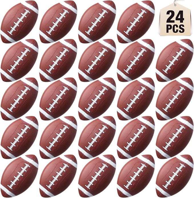 Libima 24 Pcs Mini Inflatable Football 7 Inch Small Rubber Football Sports Playground Balls for Outdoor and Indoor Games Gifts Party Favors