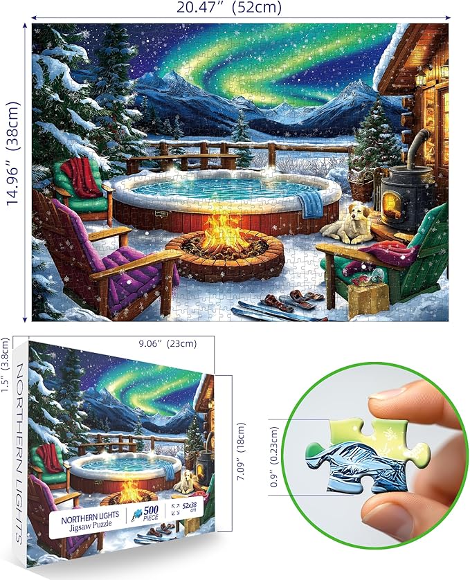 MINIWAN Northern Lights Puzzle - 500 Piece Jigsaw Puzzles for Adults Vivid Imagery Impossible Hard Difficult Challenging Puzzle, Unique Ideal for Relaxation and Family Fun