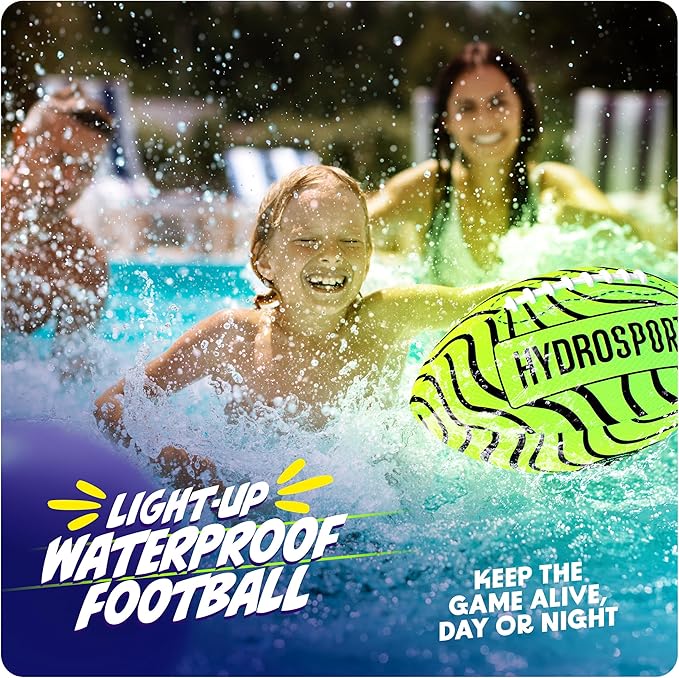 Light Up Water Football for Pool, Beach, Lake - Waterproof Pool Toys for Kids Ages 8-12 - Teen Boys Gift - Swimming Balls Sports - Family Games - Teens Boys & Adults Fun - Outdoor Accessories