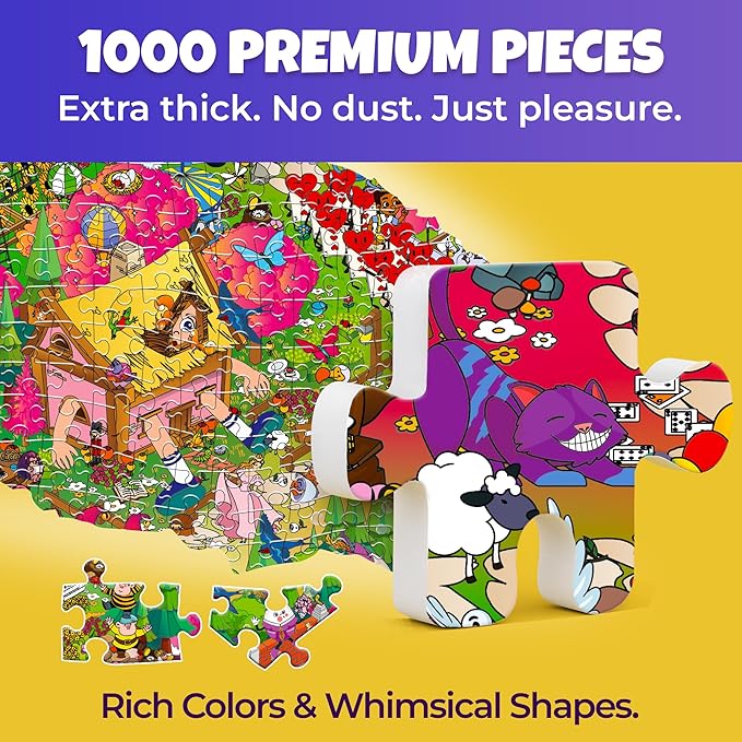 QUOKKA 1000 Piece Jigsaw Puzzle for Adults Alice in Wonderland – Puzzles for Adults 1000 Pieces Premium Box Packaging - Extra Fun Hidden Secrets & Audio Story – Perfect Relaxation Creativity Gift
