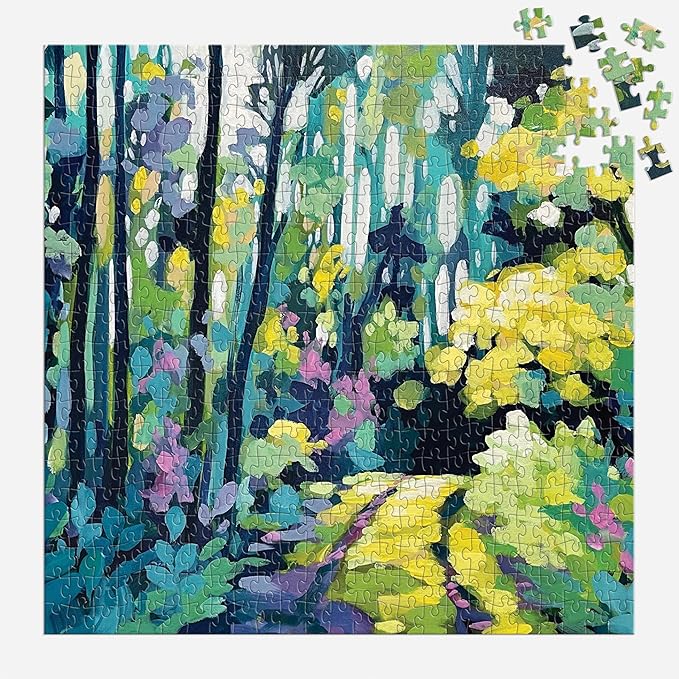 Galison Painted Path – Clair Bremner 500 Piece Puzzle Featuring Greenery Spread Over A Forest Path