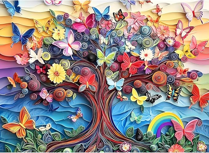 Jigsaw Puzzles 300 Pieces for Adults,Butterfly Puzzle 300 Piece Puzzle for Adults,Recycled Cardboard Puzzles for Adults Kids,Tree Jigsaw Puzzle Games Family Activity Great Gift