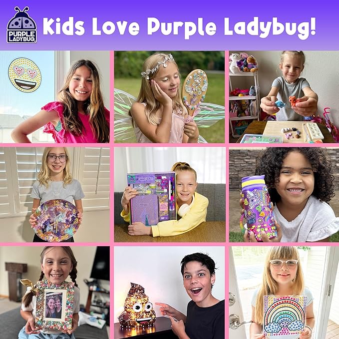 PURPLE LADYBUG Unicorn Poke Art Kit - 3D DIY Foam Figurine Craft Set, Mess-Free Floral Decorating Toy, Creative Art Activity for Kids Ages 4-10 - Giftable Craft Kit for Girls