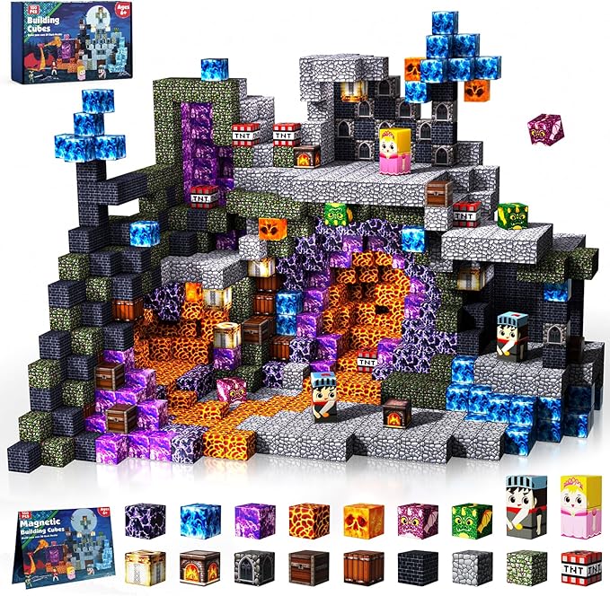 Magnetic Blocks - 150 PCS Build Dark Castle - Magnetic Toys for Montessori Toddler Easter Christmas Birthday Gifts - STEM Sensory Toys for 3 4 5 6 7 8 9 10 Year Old Boys & Girls