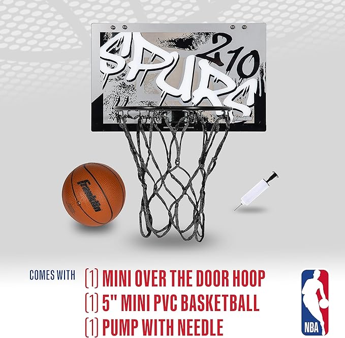 Franklin Sports NBA Team Over the Door Basketball Hoops - Kids Indoor Mini Basketball Hoop + Ball Set - NBA Fan Mini Hoops