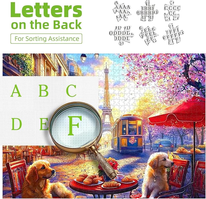 1000 Pieces Puzzle for Adults, Paris Cafe Scene with Eiffel Tower Jigsaw Puzzles, Perfectly Fitting Pieces, Home Decor Birthday Party Gift for Adults Seniors 27.5" x 19.7"