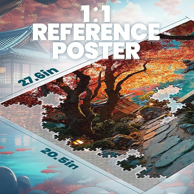 Puzzles for Adults 1000 Pieces, Japanese Fall Kyoto Landscape, Lake Nature 1000 Piece Puzzle for Adults Seniors, Jigsaw Puzzles 1000 Pieces with Letters on Back, Gifts & Decor, 1:1 Poster