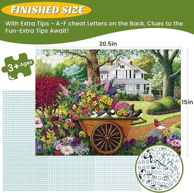 500 Pieces Puzzle for Adults,Birds and Flowers Puzzle,Recycled Cardboard House,Tree,Landscape Puzzles 500 Piece,Challenging Game Home Decor Birthday Party Gift Toy for Adults Seniors 20.5 * 15 in