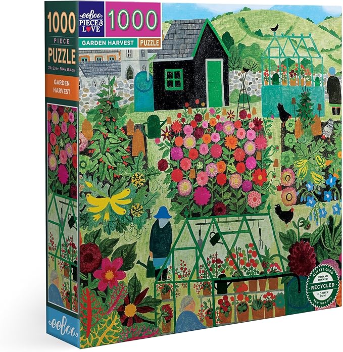 eeBoo 1000 Piece Puzzle - Garden Harvest Jigsaw Puzzle for Adults, Square 23" x 23" Made with Recycled Board & Vegetable-Based Ink