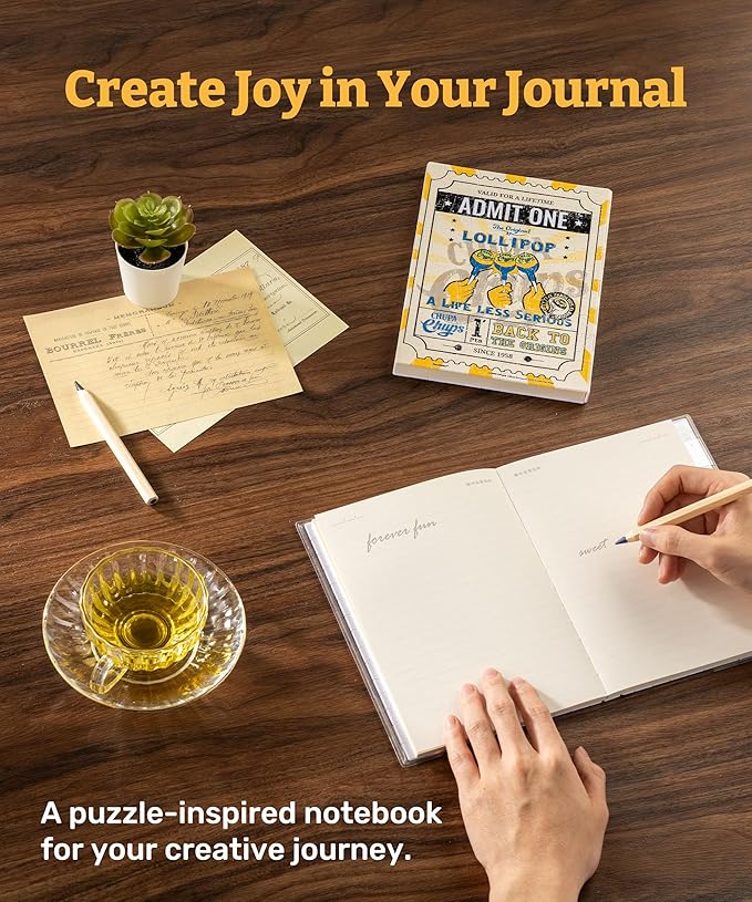 PieceRelax A5 3D Puzzle Journal for Adults, 300 Piece Plastic Jigsaw Book Cover (Includes Notebook) - Chupa Chups_Timeless Memories - Fun Pass, Unique Gift [YA1067]