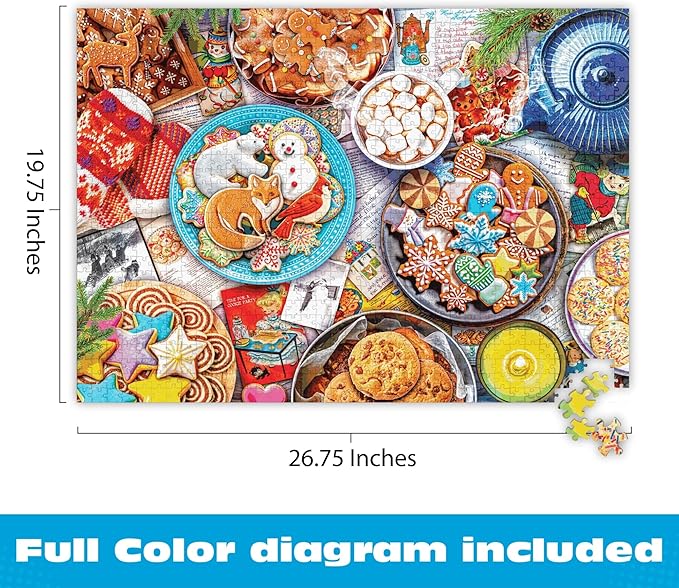 Buffalo Games - Aimee Stewart - Cookies and Cocoa - 1000 Piece Jigsaw Puzzle for Adults Challenging Puzzle Perfect for Game Nights - 1000 Piece Finished Size is 26.75 x 19.75, Large