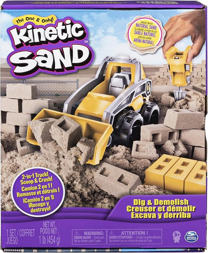 Kinetic Sand, Dig N' Demolish Playset with 1lb Play Sand & Toy Truck, Sensory Toys for Kids Ages 5 and up