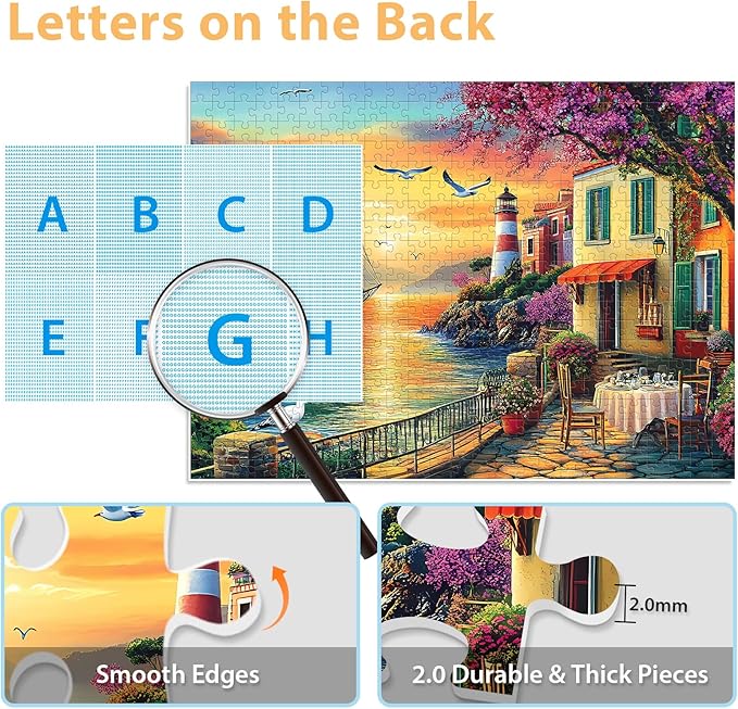500 Piece Puzzles for Adults,Coastal Landscape Puzzle for Teen Adults,Recycled Paper Unique Fun Cool Jigsaw Puzzle 500 Pieces,Challenging Family Game Gift for Friends Men Women Seniors, 20.5 * 15In