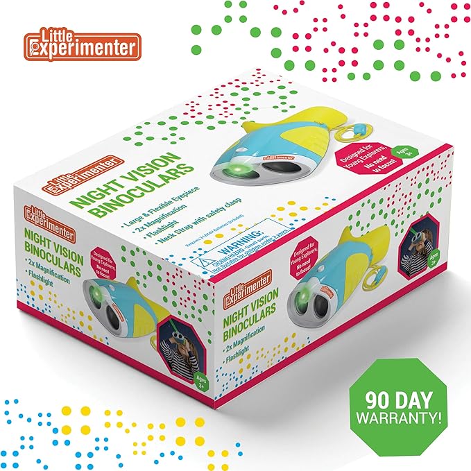 Little Experimenter Night Vision Binoculars for Toddlers & Kids, Flash Light & Face Comfort Rubber, Easter Gifts for Kids, Outdoor Toys, Educational STEM Gifts for Boys & Girls Ages 3 4 5 6 Year Old