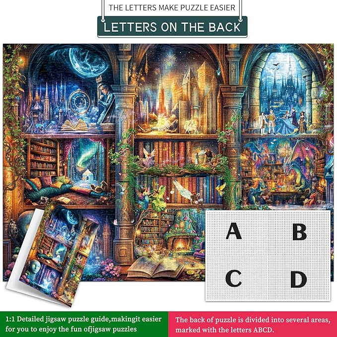 Jigsaw Puzzles for Adults 1000 Pieces, Interlock Perfectly No Dust, Impossible Difficult Hard Fun 1000 Piece Jigsaw Puzzles for Adults-1:1 Poster-Enchanted Library