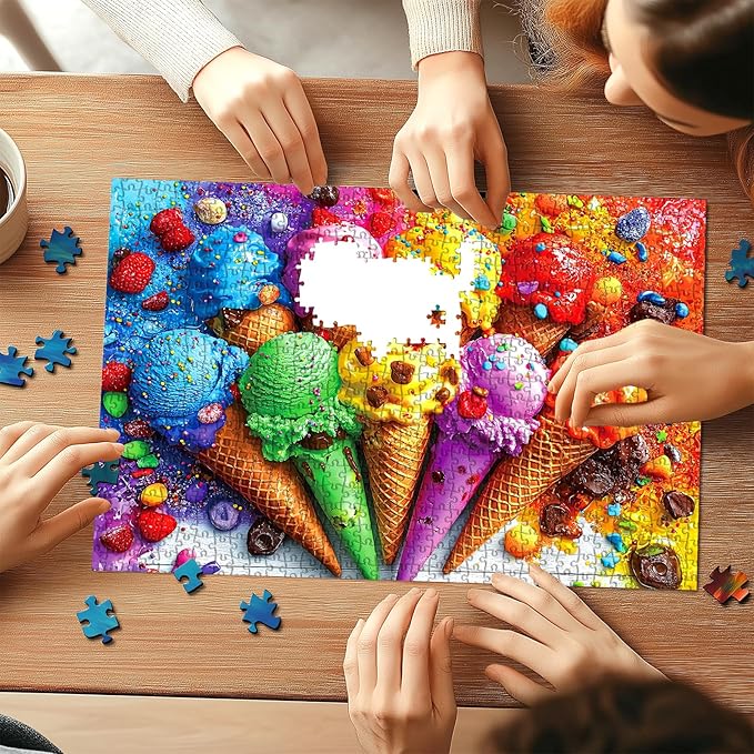 1000 Piece Puzzle for Adults, Ice Cream and Candy Jigsaw Puzzles, Funny Home Decor Puzzle, Perfectly Fitting Pieces, Birthday Party Gift for Adults Seniors 27.5" x 19.7"