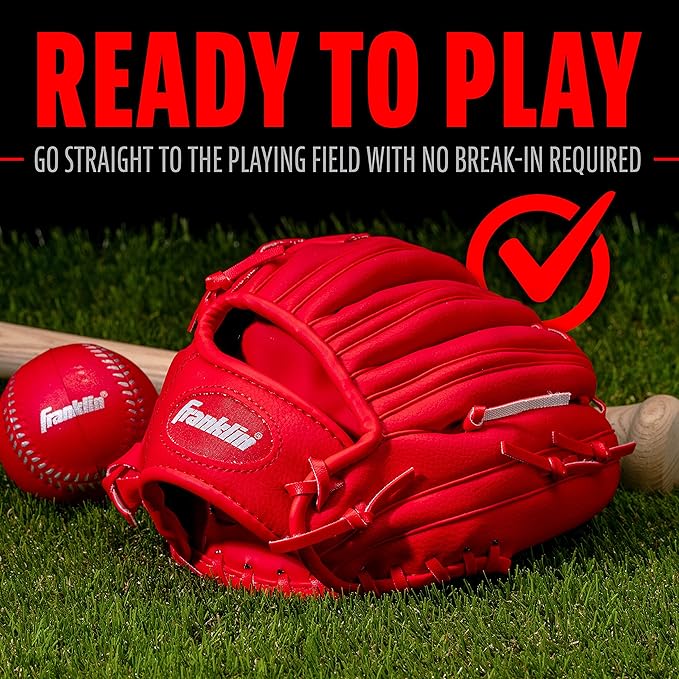 Franklin Sports Kids Baseball Gloves - RTP Youth Teeball Glove + Ball Set - Boys + Girls Teeball Mitt - Kids + Toddlers - 9.5"
