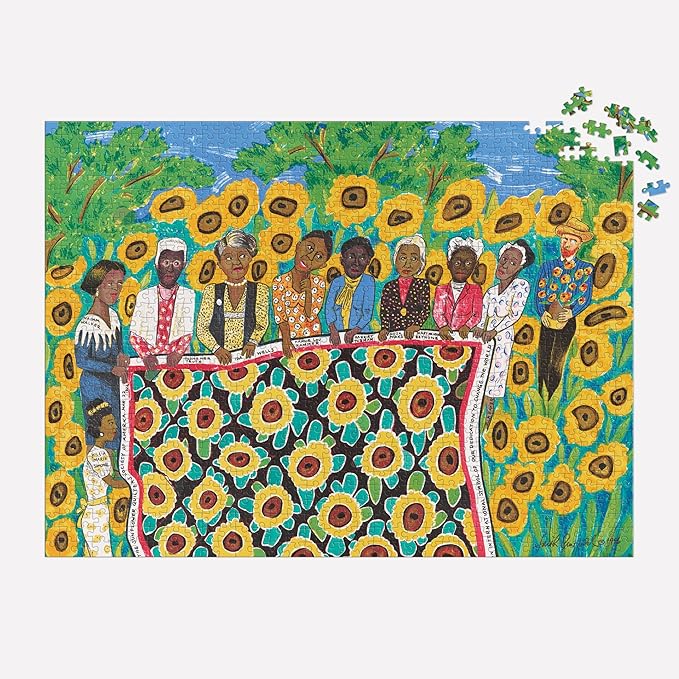 Galison Faith Ringgold The Sunflower Quilting Bee at Arles Puzzle, 1000 Pieces, 27” x 20” – Difficult Jigsaw Puzzle with Stunning & Colorful Artwork – Thick, Sturdy Pieces, Challenging Family Activity