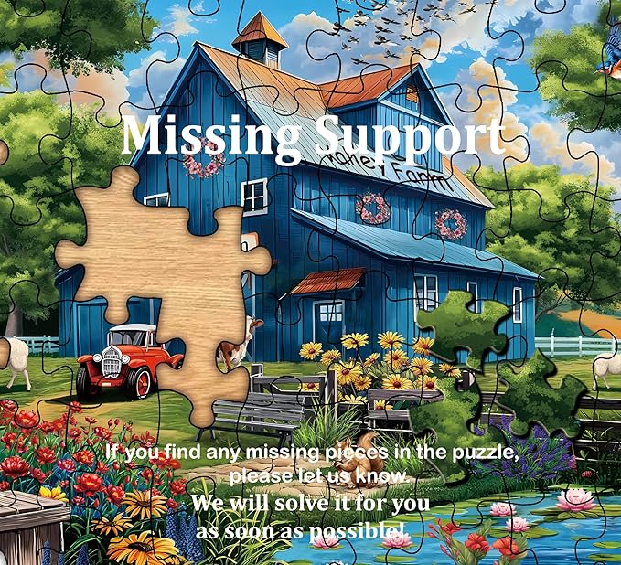 Farm Puzzles for Adults 1000 Pieces, Country Life Nature Landscape Puzzle Features Flower Bird Cow, Barn Puzzles Scenic, Challenging Jigsaw Puzzles