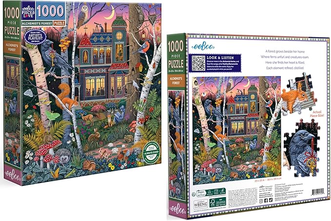 eeBoo 1000 Piece Puzzle - Alchemist's Forest Jigsaw Puzzle for Adults, Square 23" x 23" Made with Recycled Board & Vegetable-Based Ink