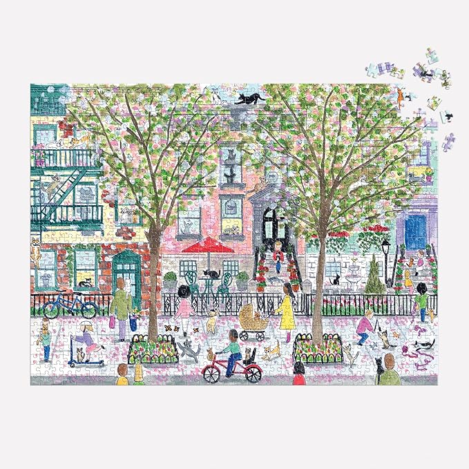 Galison Michael Storrings Cats in The City 1000 Piece Puzzle Featuring Beautiful Artwork of Cats in The City Garden