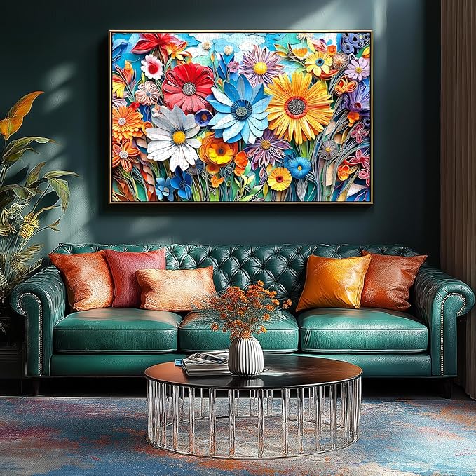 MINIWAN 500 Piece Puzzles for Adults - Vibrant Quilled Paper Art Floral Jigsaw Puzzle, 23x15 Inches with Unique Shaped Pieces for Relaxation & Home Wall Decor