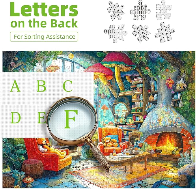 Fairy - Tale Forest Living Room 1000 Piece Puzzle for Adults, Fun Puzzles for Adults 1000 Pieces with HD Print & Poster, 27.5 * 19.7 in Dust Free, for Gifts Halloween Christmas Family Games Lovers