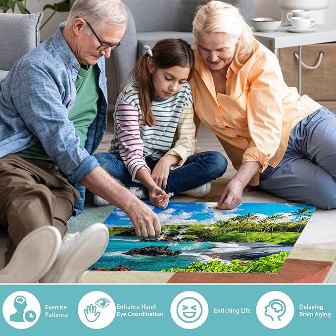 500 Piece Puzzles for Adults, Beach Jigsaw Puzzle 500 Pieces, Seaside Puzzles 500 Pieces for Adults, Ocean Jigsaw Puzzle, Funny Challenging Great Gift for Family Friends, 21 x 15 in