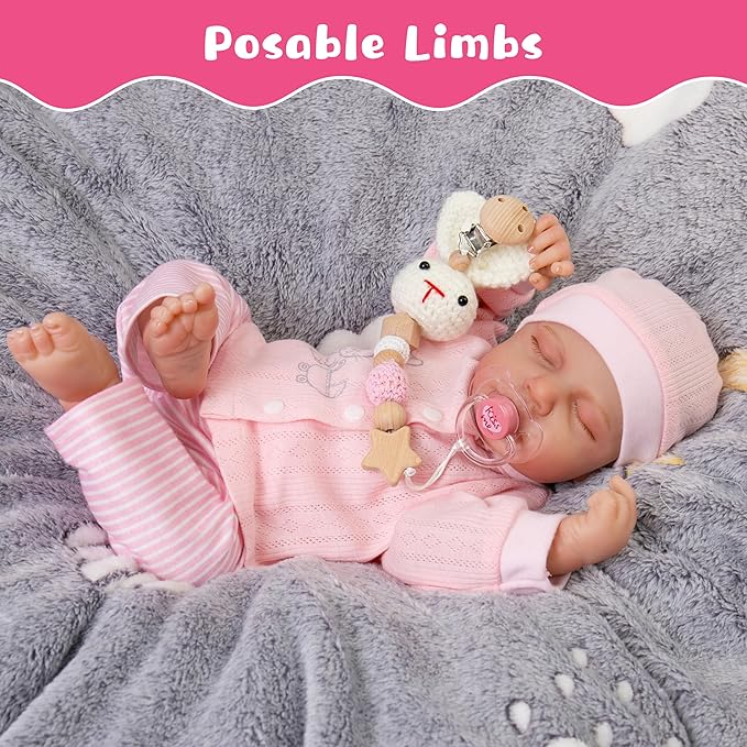 Milidool Lifelike Reborn Baby Dolls Girl-20-Inch Soft Body Realistic Silicone Baby Doll Newborn Baby Dolls American Sleeping Girl Real Life Dolls with Clothes and Toy Accessories Gift for Kids Age 3+