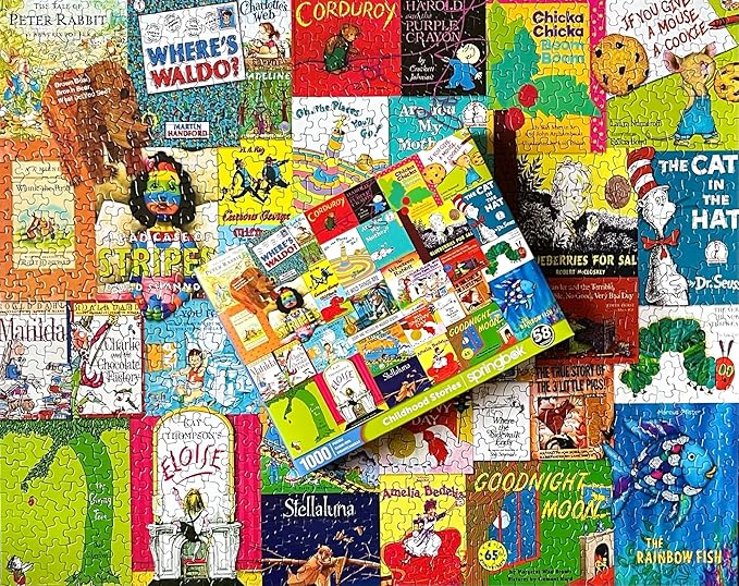 Springbok Childhood Stories 1000 Piece Jigsaw Puzzle for Adults & Kids Features Book Covers from Some of Your Favorite Childhood Stores
