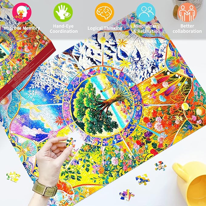 HUADADA Puzzles for Adults 1000 Pieces,Four Seasons Change Jigsaw Puzzles, 1000 Piece Puzzle for Adults ‌Family Interactive Game Gift