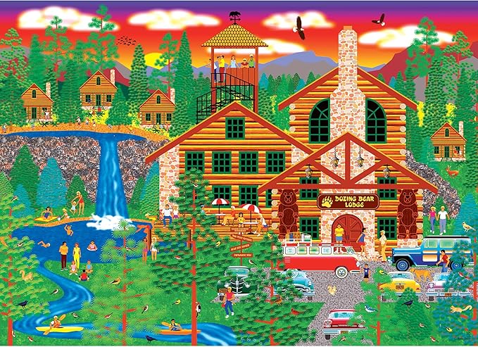 RoseArt - Home Country - Dozing Bear Lodge - 1000 Piece Jigsaw Puzzle for Adults
