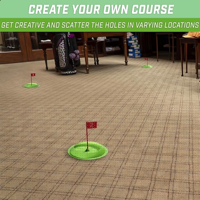 GoSports Pure Putt Challenge Mini Golf Game - Build Your Own Course at Home, The Office or On The Green - Includes 9 Holes, 4 Balls, Dry-Erase Scorecard, Tote Bag & Rules