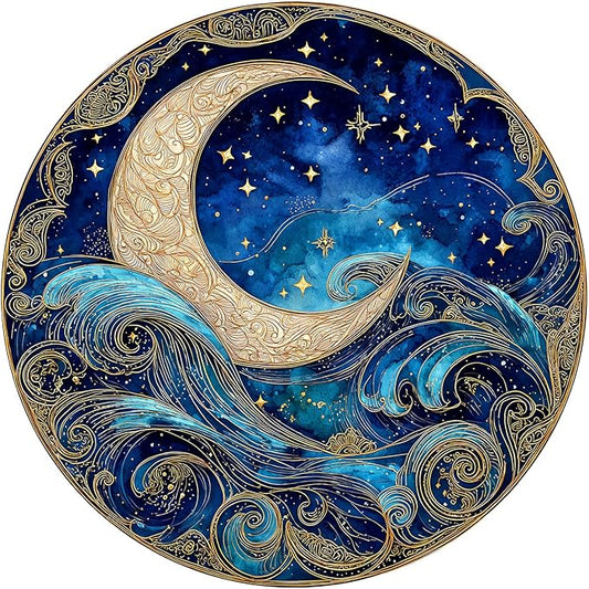 1000 Piece Puzzle for Adults - Waves Stars and Moon Jigsaw Puzzles - Impossible Hard Difficult Challenging Jigsaw Puzzle -Brain Teaser Adult Puzzles - Christmas Birthday Gifts for Women/Men