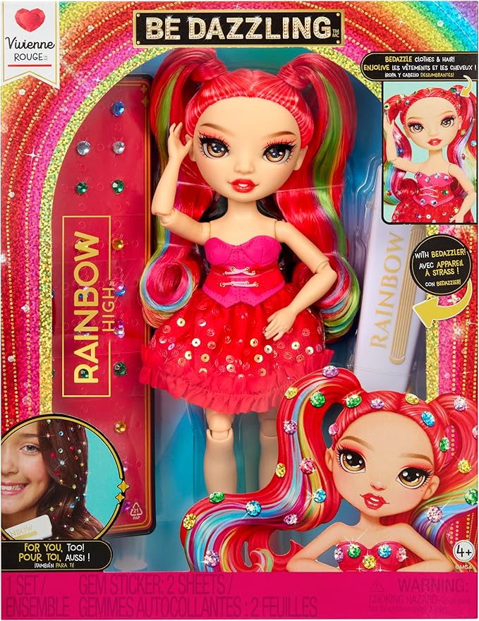Rainbow High Be Dazzling Fashion Dolls- Vivienne Rouge (Red) with Bedazzler Tool and Sparkle Gems