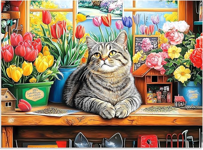 Puzzles for Adults 500 Pieces,Cute Cats Puzzle for Adults,Flower & Kittens Jigsaw Puzzles,Recyclable Cardboard Puzzles for Seniors Teen,Puzzle for Family Game Nights, 20.5x15 in