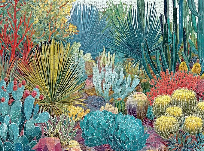 Cross & Glory - Color Without Water - 1000 Piece Jigsaw Puzzle for Adults | Modern Cactus & Succulent Garden Art | Abstract, Design-Forward Nature Puzzle