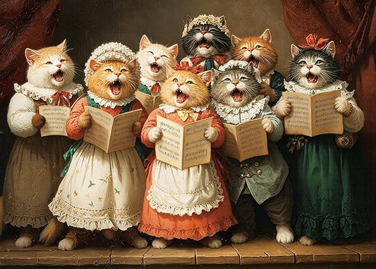 1000 Piece Puzzle for Adults, Challenging Vintage Cat Choir Jigsaw Puzzles, Premium Matte Finish, 27.56 x 19.68 Inches, Perfect for Game Nights